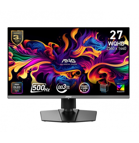 MSI Monitor MAG 272QP QD-OLED X50/26.5 cala/QD-OLED/WQHD/Flat/500Hz/Black