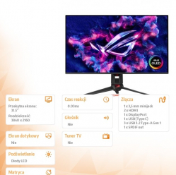 Asus Monitor 31.5 cala PG32UCDMR ROG QD-OLED 0.03MS HDMI DP