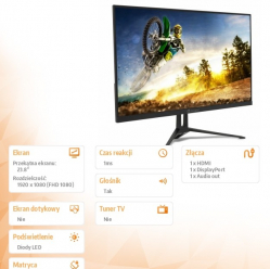 Acer Monitor AOPEN 23,8 cala 24KG3YX 24KG3YX1bmipx