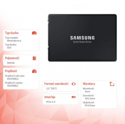 Samsung Dysk SSD PM9A3(U.2) MZQL2960HCJR-00W07