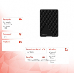 Silicon Power Dysk twardy Diamond D06 1TB USB 3.2 czarny