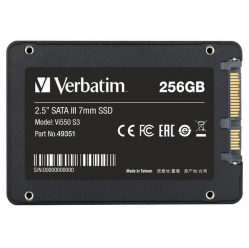 Verbatim Dysk SSD wewnętrzny 256GB 2,5cala VI550 S3 SATA III czarny 