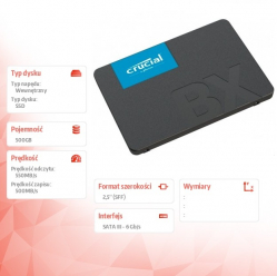 Crucial Dysk SSD BX500 500GB SATA3 2.5 cala