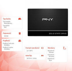 PNY Dysk SSD 500GB 2,5 SATA3 SSD7CS900-500-RB