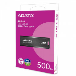 Adata Dysk SSD zewnętrzny SC610 500GB USB3.2A Gen2 czarny