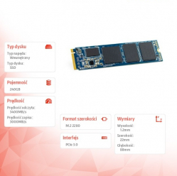 OWC Dysk SSD Aura P12 M.2 NVMe 240GB 3400/3000MBs 600k IOPS