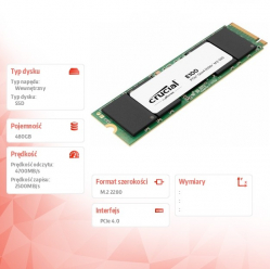 Crucial Dysk SSD E100 480GB M.2 NVMe 2280 PCIe 4.0 4700/2500 MB/s
