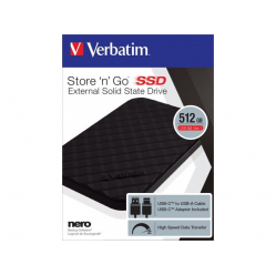 Verbatim Dysk zewnętrzny Store n Go 512GB 2,5'' USB-C 3.2 Czarny 