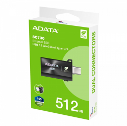 Adata Dysk zewnętrzny SSD SC730 512G USB 3.2C/A 600/600MB/s czarny