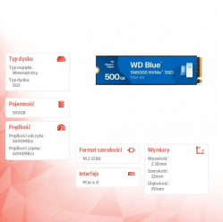 Western Digital Dysk SSD Blue 500GB M.2 2280 SN5000 NVMe PCIE4.0