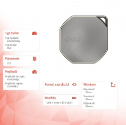 MSI Dysk zewnętrzny SSD DATAMAG 40Gbps 1TB 