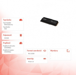 Crucial Dysk SSD T500 500GB M.2 NVMe2280 PCIe 4.0 7200/5700