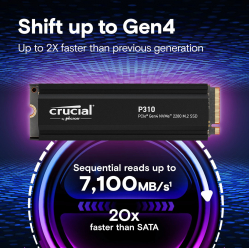 Crucial Dysk SSD P310 1TB M.2 NVMe PCIe 4.0 2280 radiator