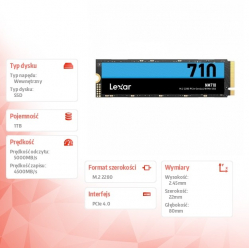 Lexar Dysk SSD NM710 1TB NVMe M.2 2280 5000/4500MB/s