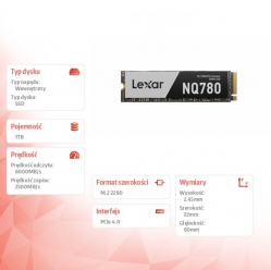 Lexar Dysk SSD NQ780 1TB Gen4 NVMe 2280 6000/2500