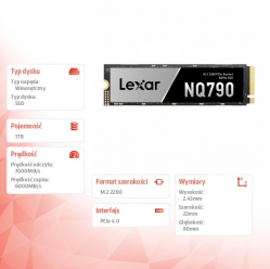 Lexar Dysk SSD NQ790 1TB NVMe 4x4 2280 7000/6000MB/s 