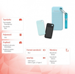 Verbatim Pocket Dysk SSD 1TB M.2 1000MB/s USB-C 32324