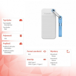 Verbatim Dysk SSD Pocket Summer Edition 1TB USB-C 1000MB/s