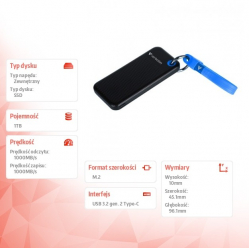 Verbatim Dysk SSD Pocket 1000GB M.2 1TB 1000Mb/s 32191 
