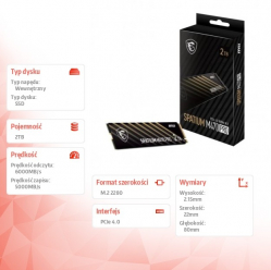 MSI Dysk SPATIUM M470 PRO 2TB M.2 PCIe4 6000/5000MB/s 
