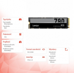 Lexar Dysk SSD NM790 1TB 2280 PCIeGen4x4 7200/6500MB/s 