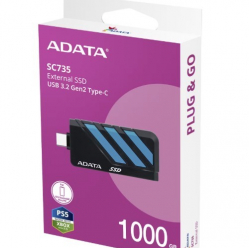 Adata Dysk SSD External SC735 1TB U3.2C 1000/1000MB/s Blue 