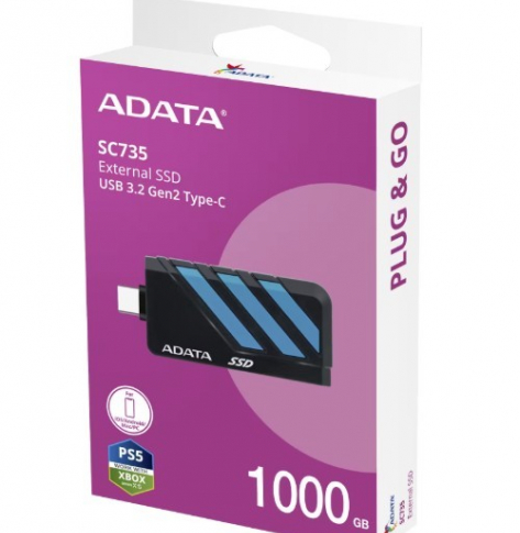 Adata Dysk SSD External SC735 1TB U3.2C 1000/1000MB/s Blue 
