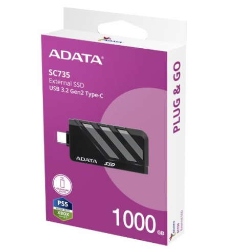 Adata Dysk SSD External SC735 1TB U3.2C 1000/1000MB/s Grey 