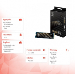 MSI Dysk SPATIUM M450 1TB V1 M.2 PCIe4 3600/3000MB/s 
