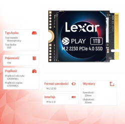 Lexar Dysk SSD PLAY 1TB PCIe4.0 2230 5200/4700MB/s