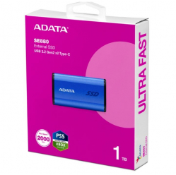 Adata Dysk zewnętrzny SSD SE880 1TB USB3.2A/C Gen2x2 Niebieski