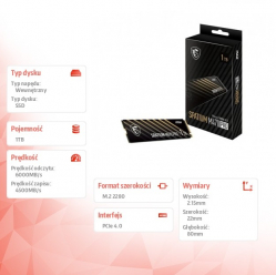 MSI Dysk SPATIUM M470 PRO 1TB M.2 PCIe4 6000/4500MB/s