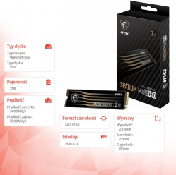 MSI Dysk SSD SPATIUM M480 PRO 2TB M.2 PCIe4 7400/7000MB/s