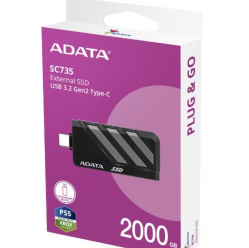 Adata Dysk SSD External SC735 2TB U3.2C 1000/1000MB/s Grey 