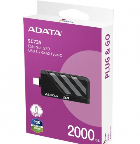 Adata Dysk SSD External SC735 2TB U3.2C 1000/1000MB/s Grey 