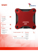Adata Zewnętrzny dysk SSD SD620 2TB U3.2A 520/460 MB/s Red 
