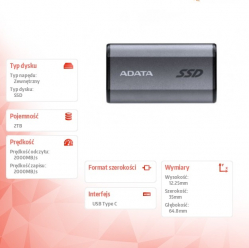 Adata Dysk zewnętrzny SSD SE880 2TB USB3.2A/C Gen2x2