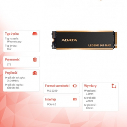 Adata Dysk SSD LEGEND 960 MAX 2TB PCIe 4x4 7.4/6.8 GB/s M2