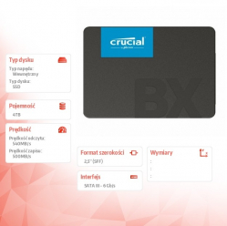 Crucial Dysk SSD BX500 4000GB SATA3 2.5 cala 540/500MB/s 