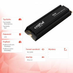 Crucial Dysk SSD P310 4TB M.2 NVMe PCIe 4.0 2280 radiator