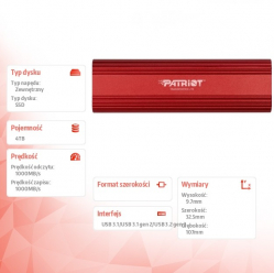 Patriot Dysk SSD 4TB Transporter Lite 1000/1000 MB/s Type-C