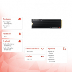 Samsung Dysk SSD 9100 PRO Heatsink NVMe MZ-VAP4T0CW