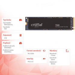 Crucial Dysk SSD T500 4TB M.2 NVMe 2280 PCIe 4.0 7000/6900