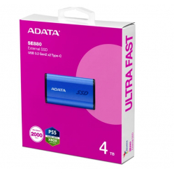 Adata Dysk zewnętrzny SSD SE880 4TB USB3.2A/C Gen2x2 Niebieski