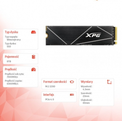 Adata Dysk SSD XPG GAMMIX S70 BLADE 8000GB PCIe 4x4 7.3/6.3MB/s