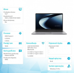 Asus Notebook ExpertBook P1 PM1503CDA-S70019X R5 7535HS 16GB/512GB/Win11Pro/3Y 