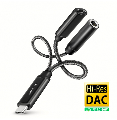 Karta dźwiękowa AXAGON ADA-HCPD zewnętrzna | USB-C | 384kHz | 32bit | DAC 3.5mm | czarny