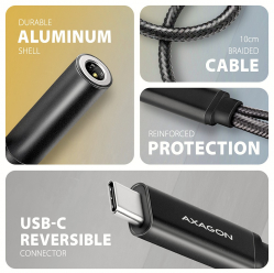 Karta dźwiękowa AXAGON ADA-HCPD zewnętrzna | USB-C | 384kHz | 32bit | DAC 3.5mm | czarny