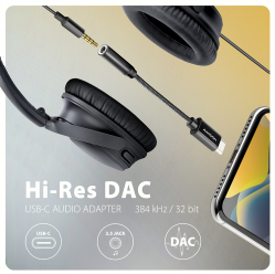 Karta dźwiękowa AXAGON ADA-HC zewnętrzna | USB-C | 384kHz | 32bit | DAC 3.5mm | czarny