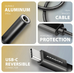 Karta dźwiękowa AXAGON ADA-HC zewnętrzna | USB-C | 384kHz | 32bit | DAC 3.5mm | czarny